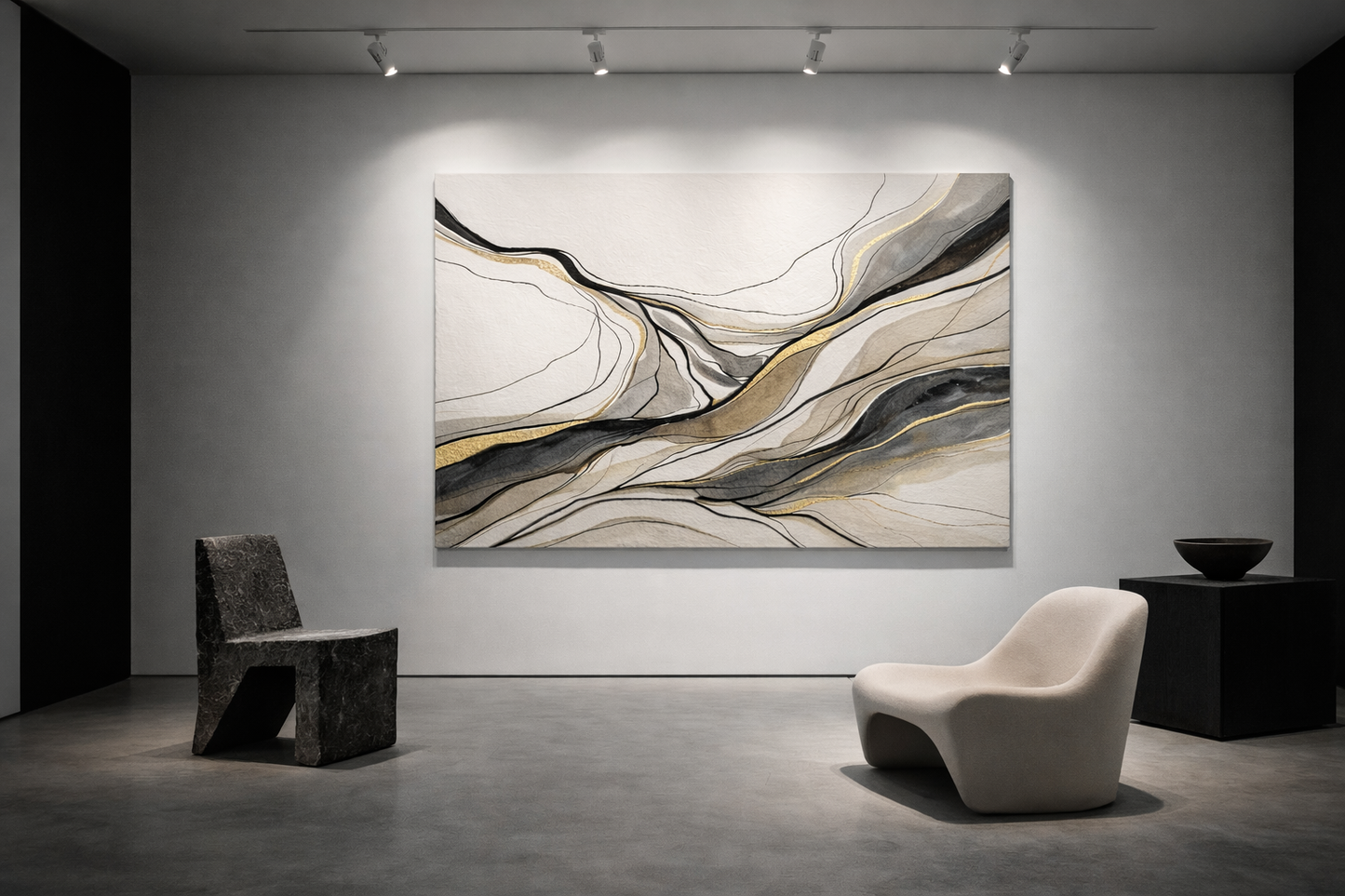Whispered Meridian — Limited Edition Neutral & Gold Abstract