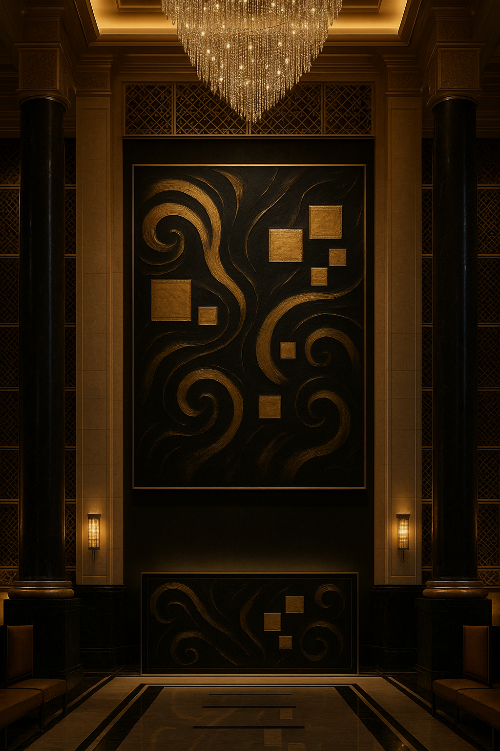 “Gilded Constellations” — Luxury Black & Gold Abstract Art