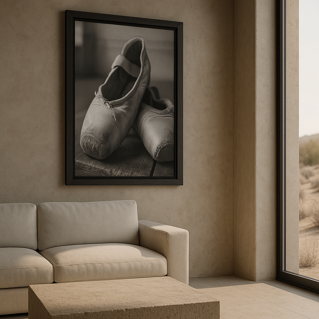 Endure — Worn Ballet Slippers in Monochrome Stillness