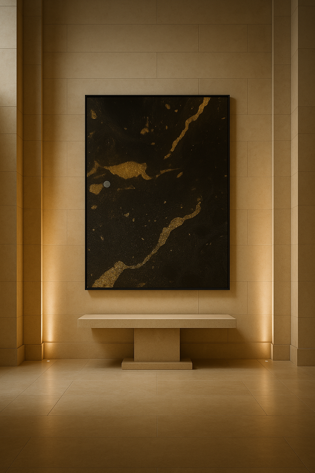 Gilded Silence — Black & Gold Abstract Noire