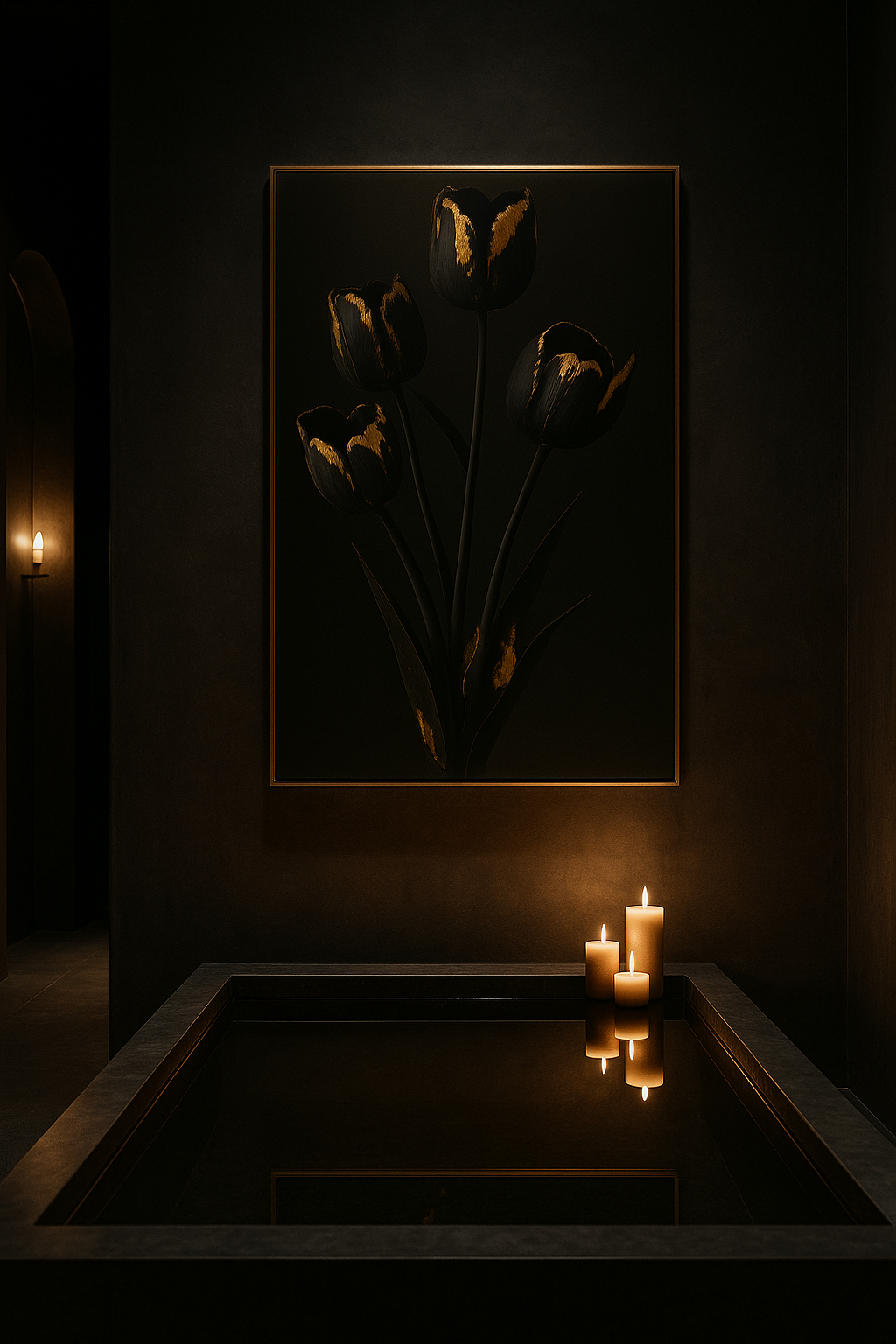 Gilded Stillness — Limited Edition Noir Botanical Masterwork