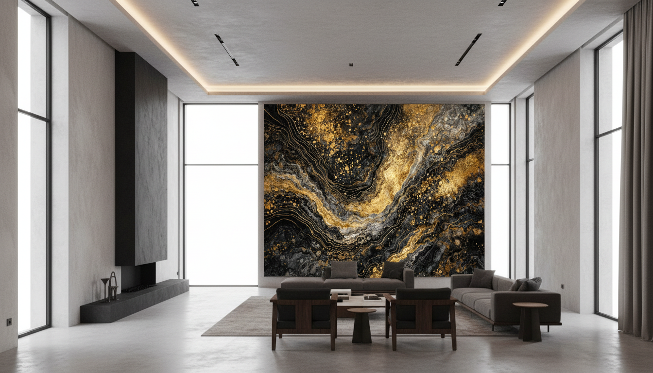 Gilded Faultline — Limited Edition Black & Gold Abstract