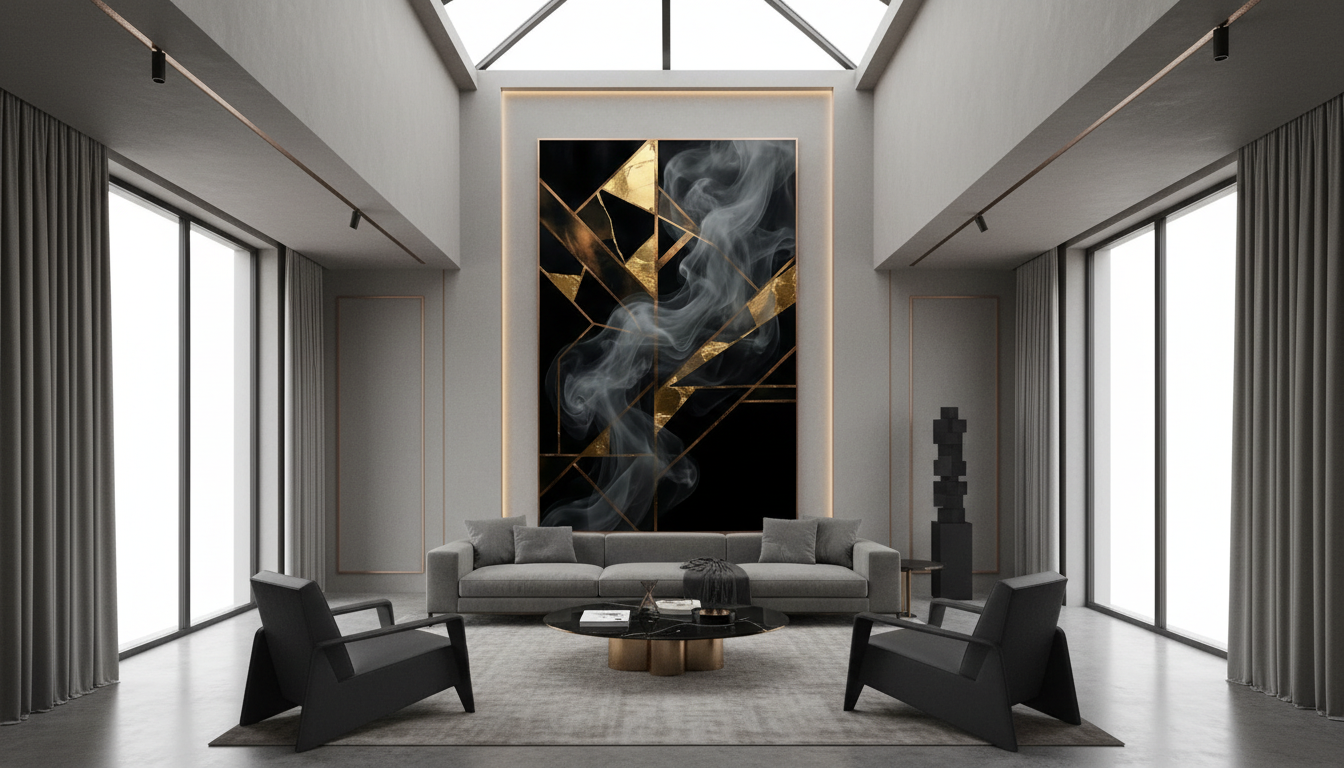 Obsidian Ascension — Limited Edition Gold & Smoke Abstract