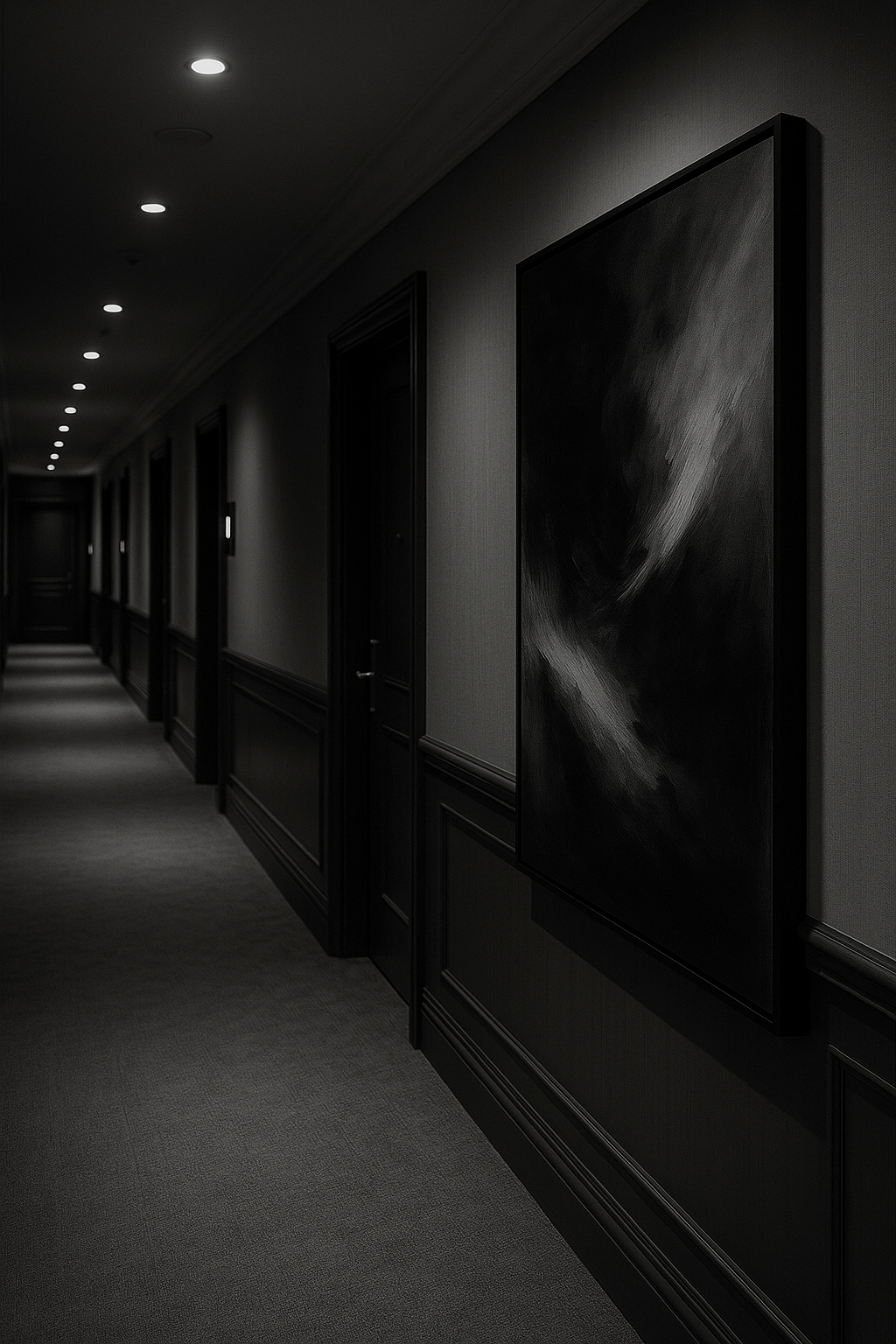 Eclipse of Quiet — Luxury Black & Grey Atmospheric Abstract Art