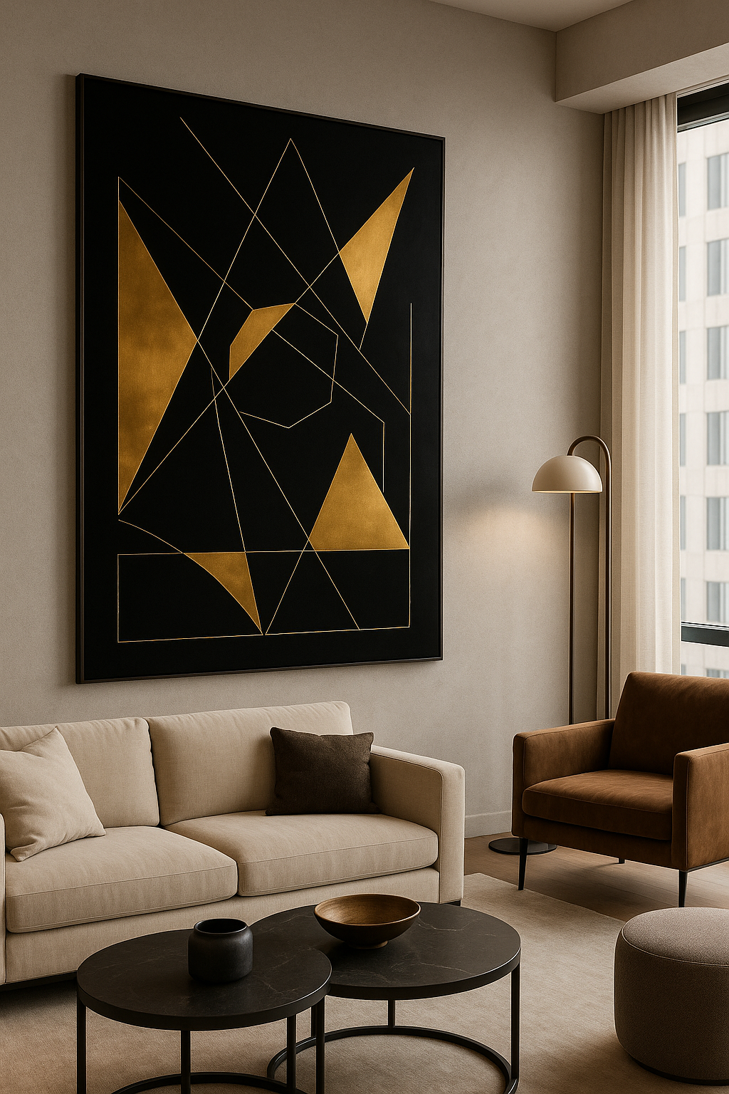 Eclipse of Structure — Gold on Black Geometric Luxury Abstract