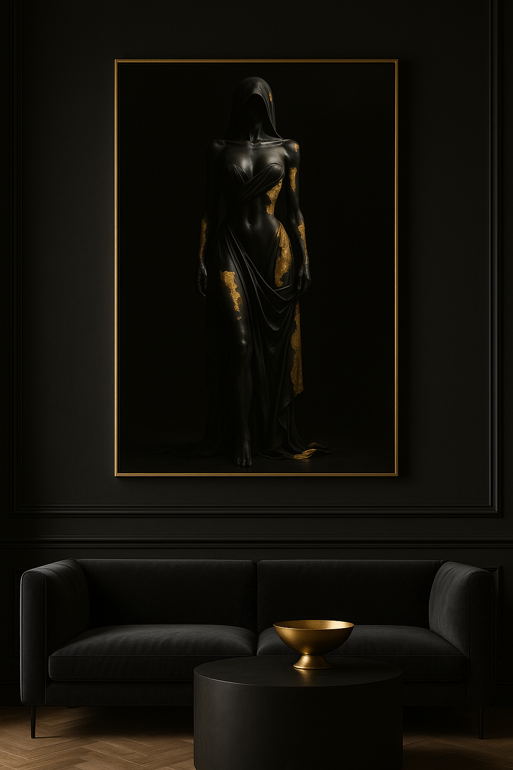 “Gilded Veil” — Limited Edition Black & Gold Fine Art