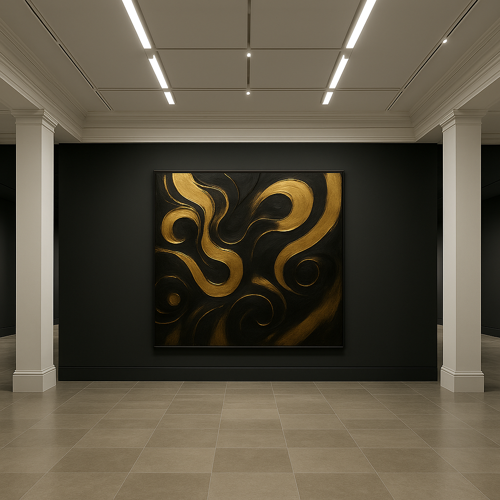 “Gilded Currents” — Limited Edition Black & Gold Abstract Art