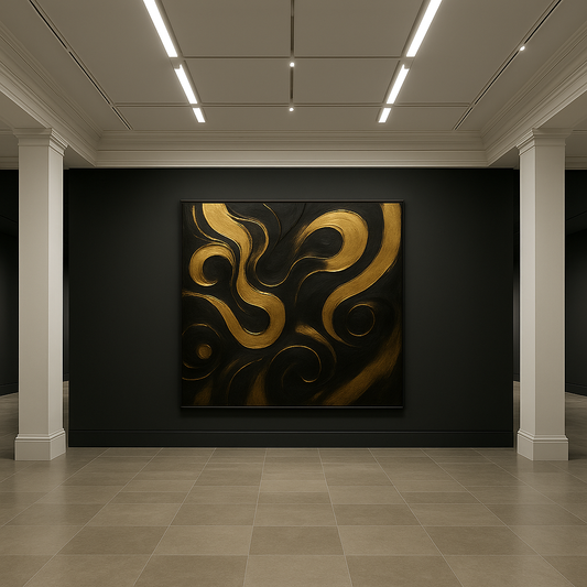 “Gilded Currents” — Limited Edition Black & Gold Abstract Art