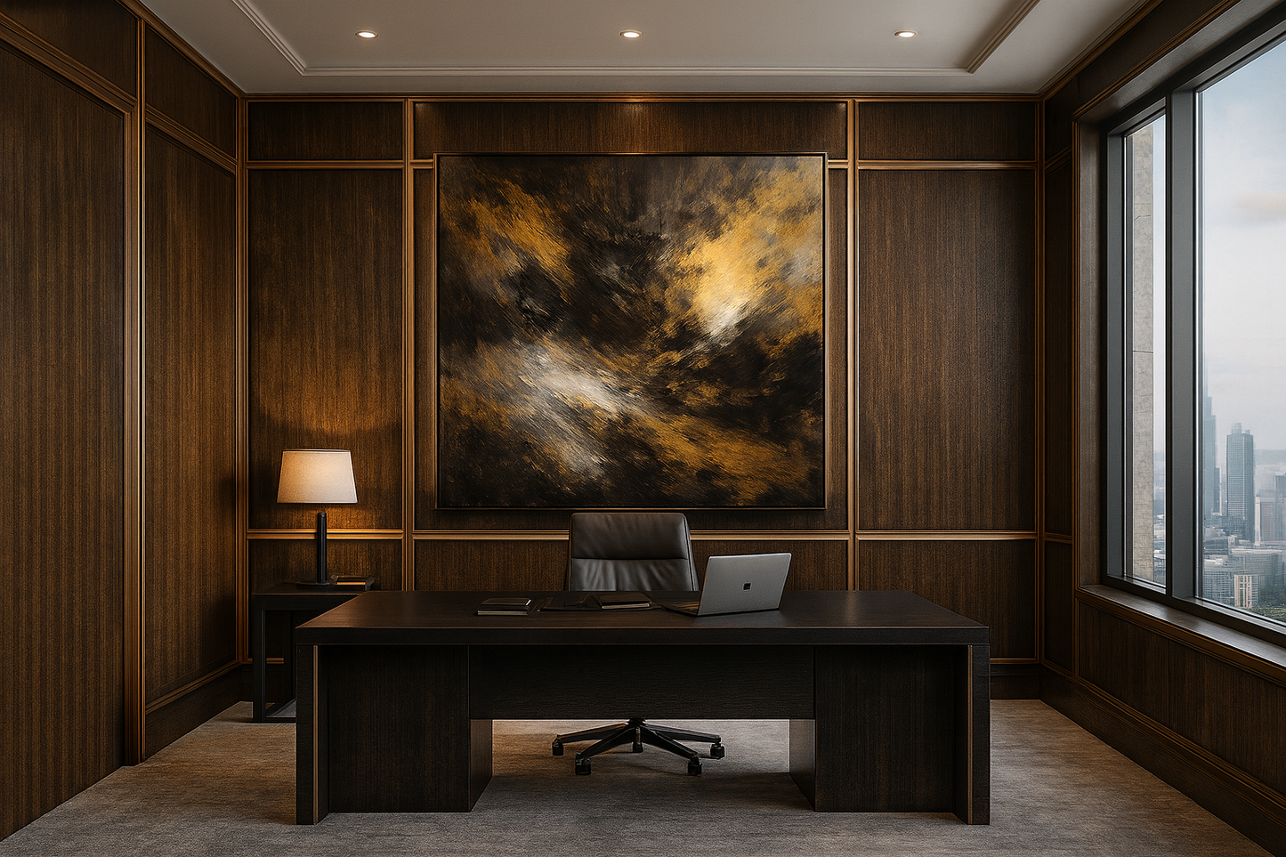 Emberborn — Luxury Black, Gold & Charcoal Abstract Fine Art