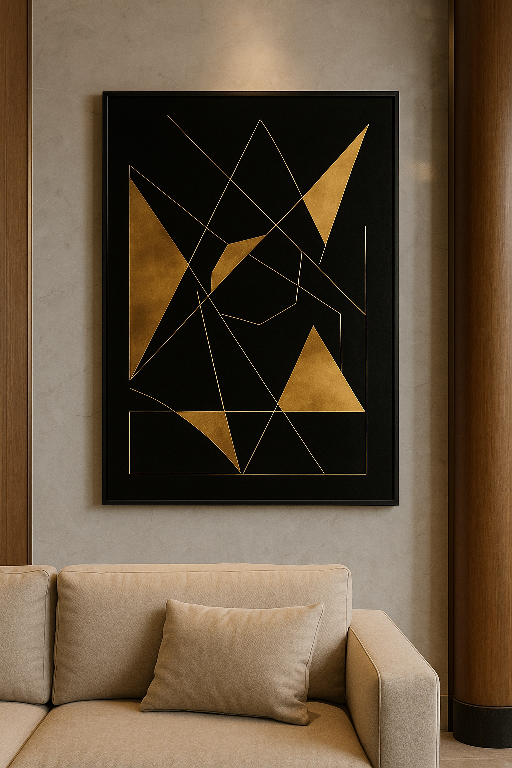 Eclipse of Structure — Gold on Black Geometric Luxury Abstract