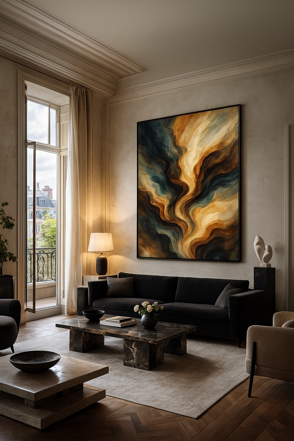 Golden Current — Executive Abstract in Ember & Night