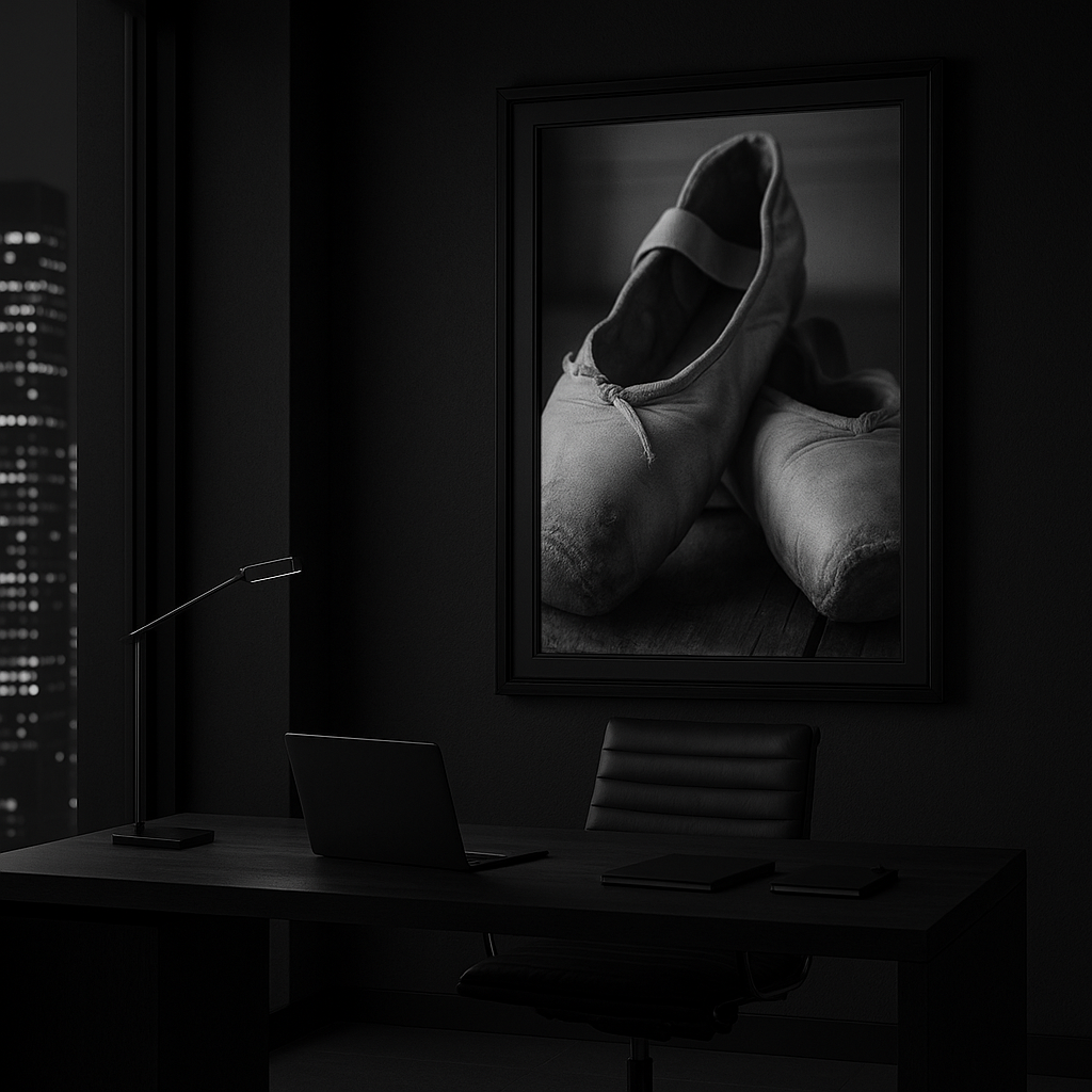 Endure — Worn Ballet Slippers in Monochrome Stillness