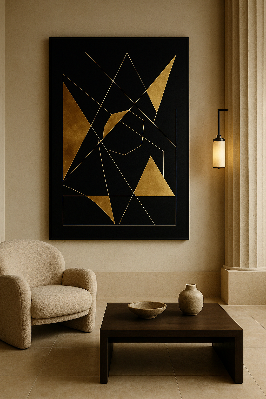 Eclipse of Structure — Gold on Black Geometric Luxury Abstract