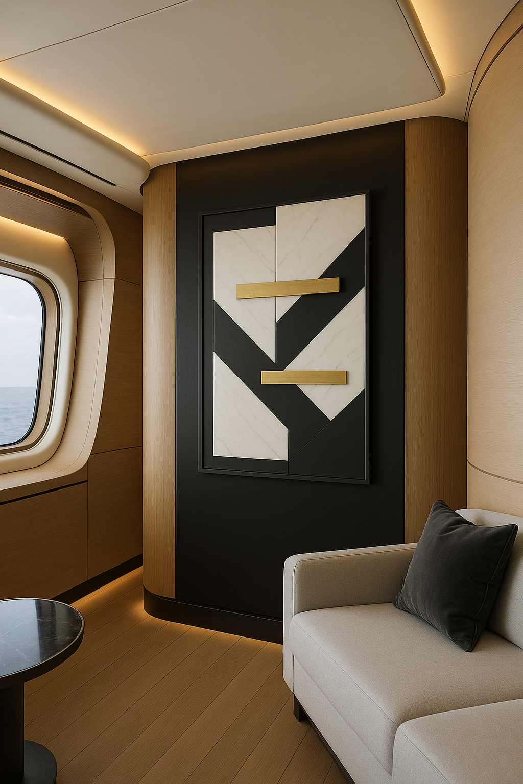 Modern Geometric Luxury Art | Black, White & Gold Minimalist Masterpiece
