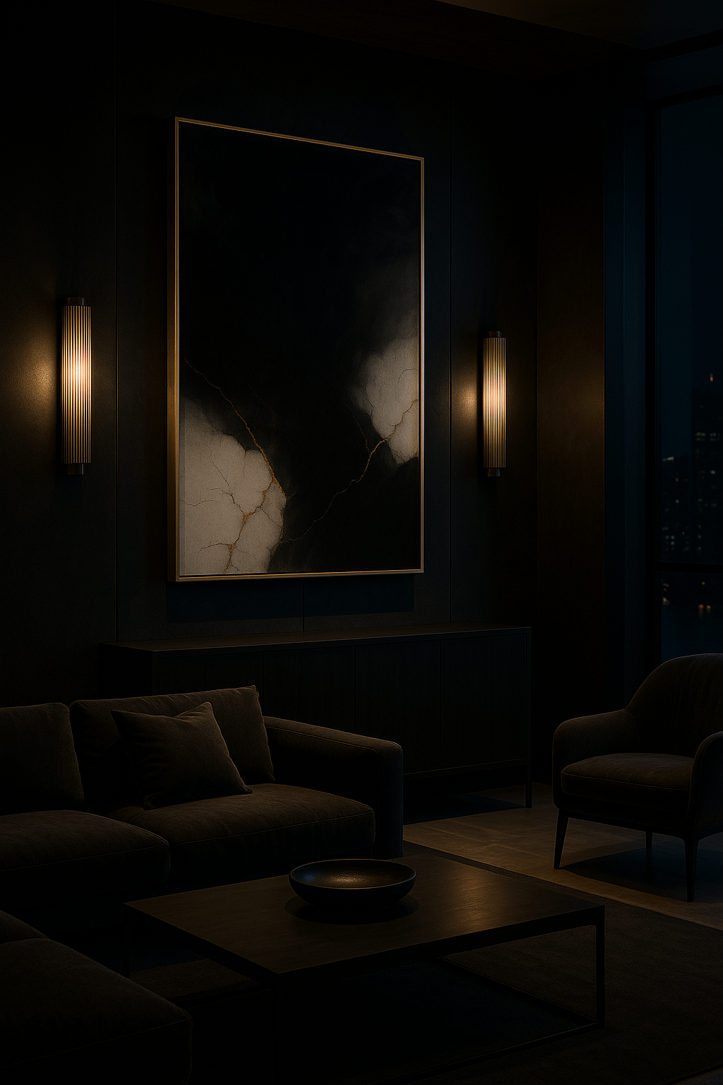 Golden Fracture — Luxury Black, White & Gold Abstract Fine Art