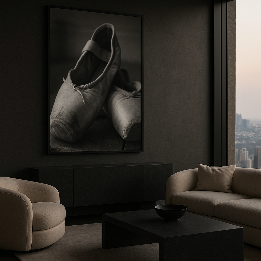 Endure — Worn Ballet Slippers in Monochrome Stillness