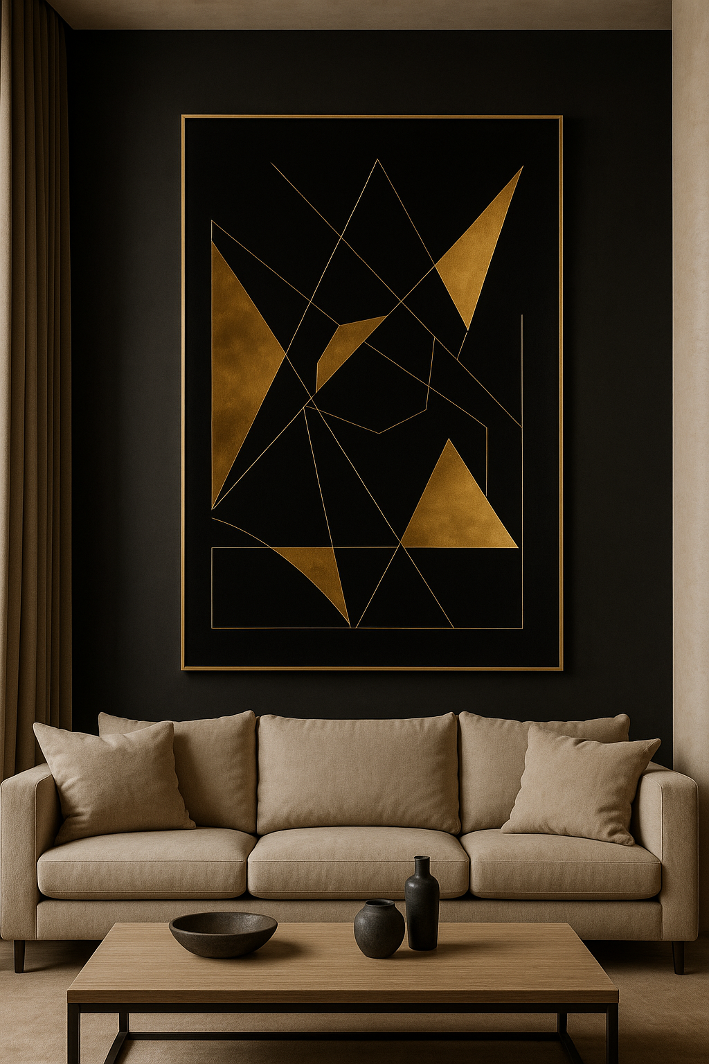 Eclipse of Structure — Gold on Black Geometric Luxury Abstract