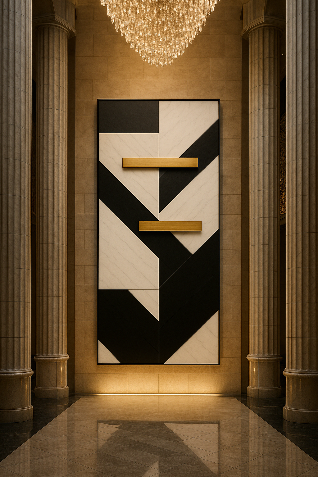 Modern Geometric Luxury Art | Black, White & Gold Minimalist Masterpiece