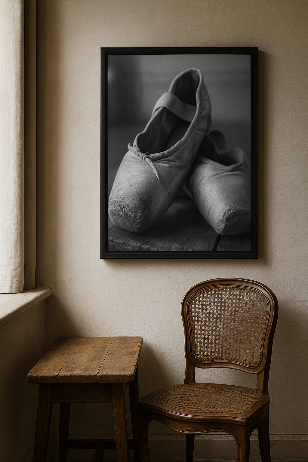 Endure — Worn Ballet Slippers in Monochrome Stillness