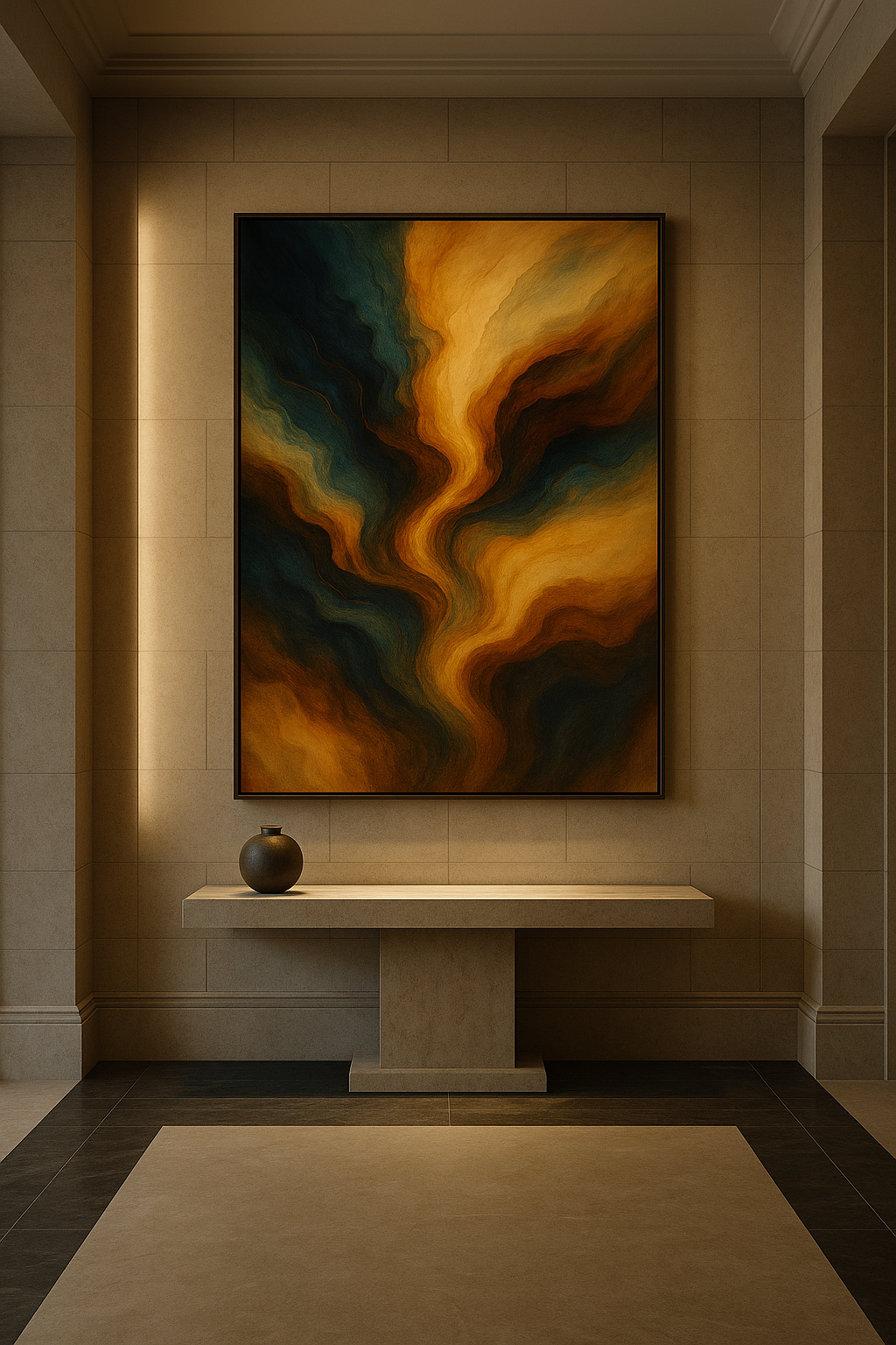 Golden Current — Executive Abstract in Ember & Night