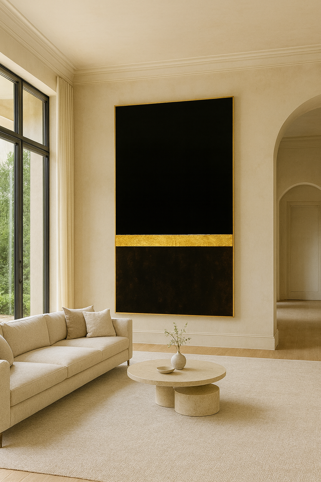 Golden Horizon — Luxury Black & Gold Minimalist Fine Art Print
