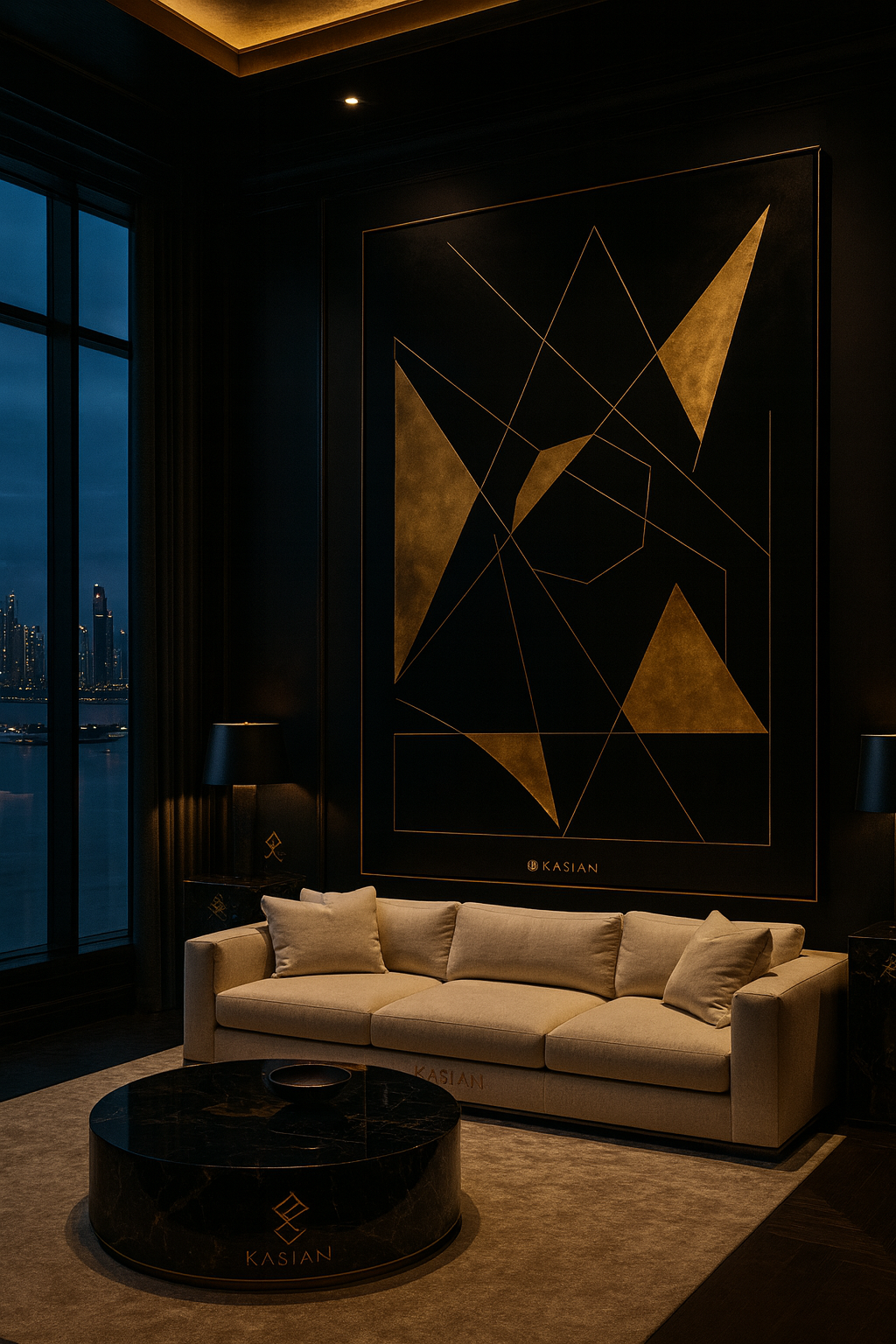 Eclipse of Structure — Gold on Black Geometric Luxury Abstract