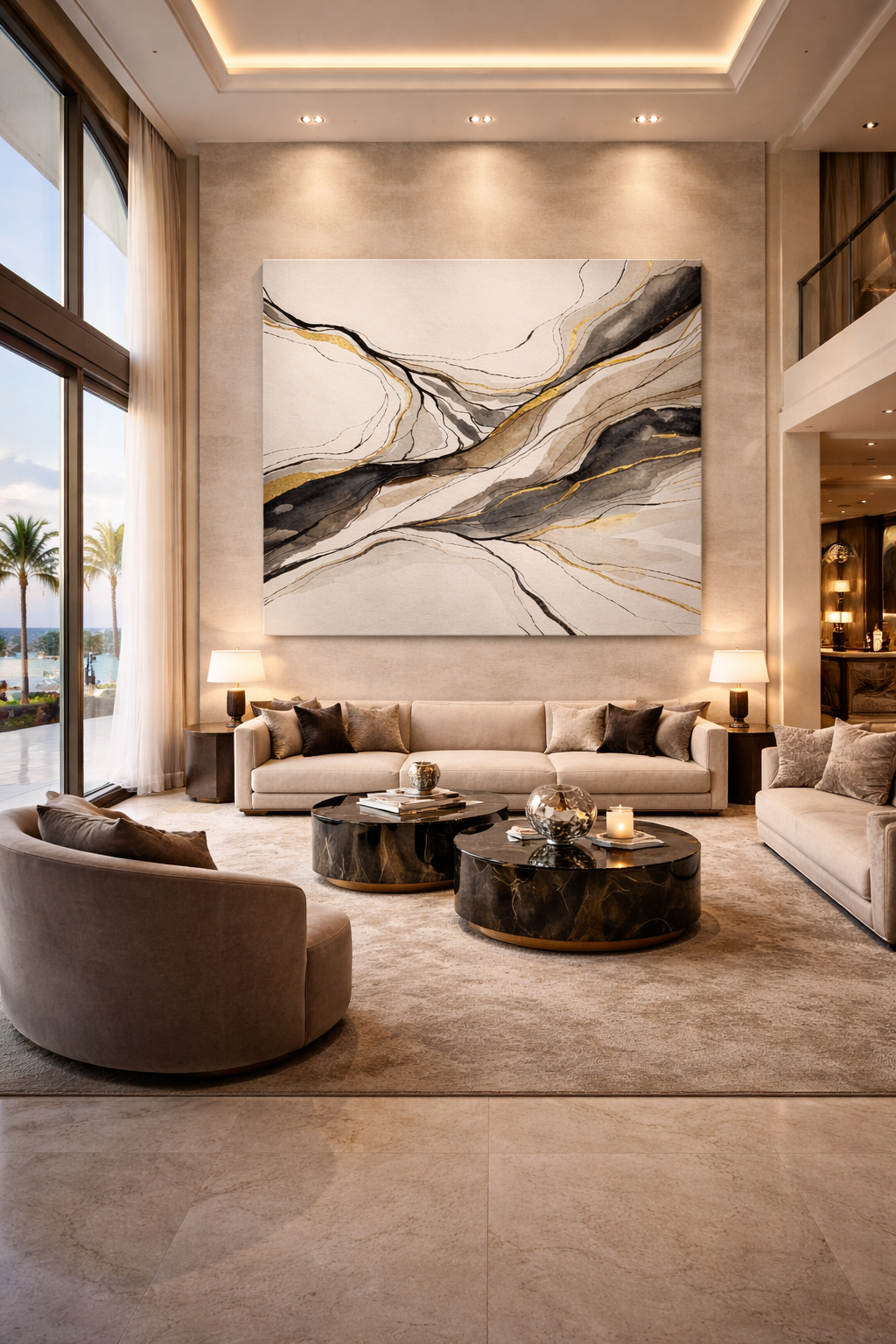 Whispered Meridian — Limited Edition Neutral & Gold Abstract