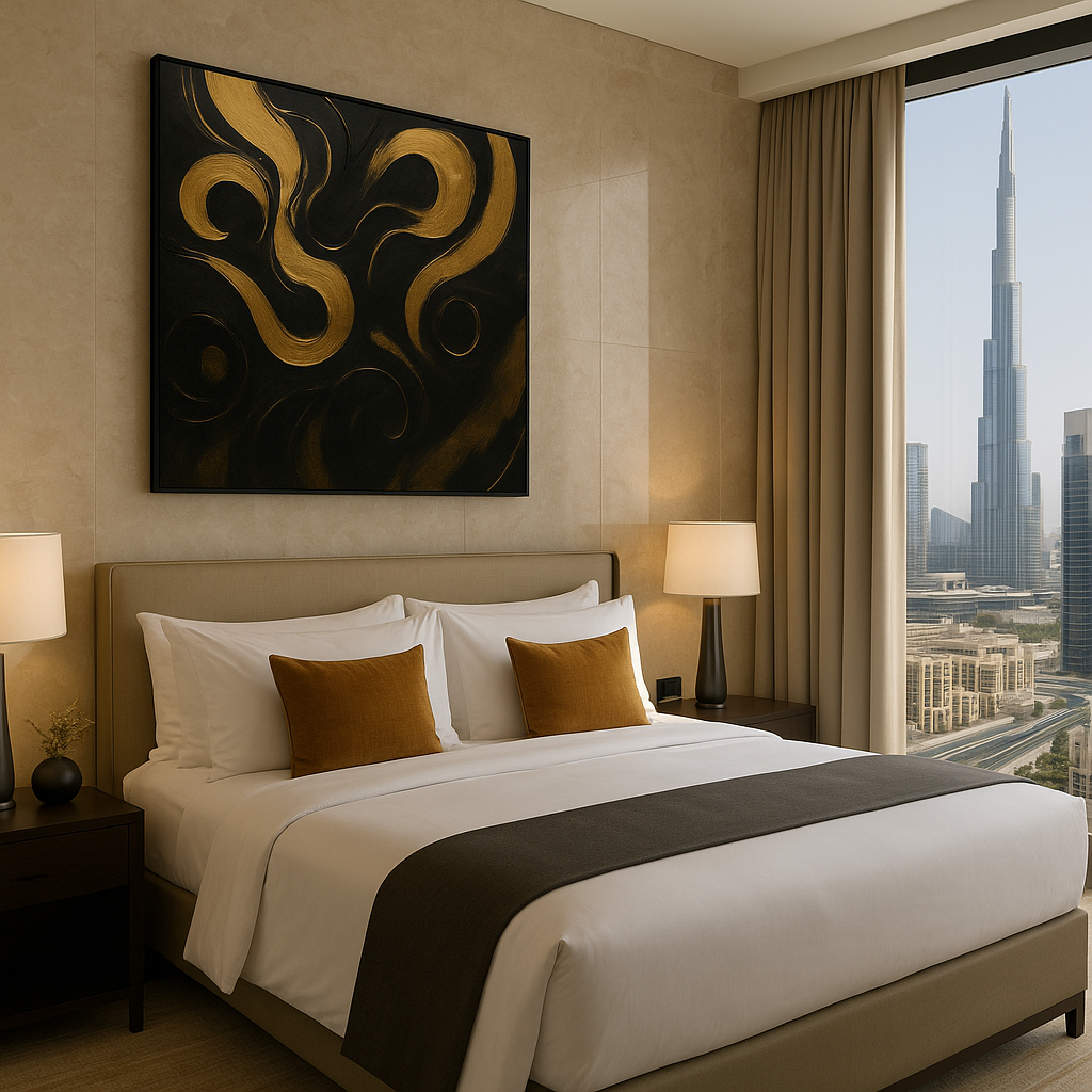 “Gilded Currents” — Limited Edition Black & Gold Abstract Art