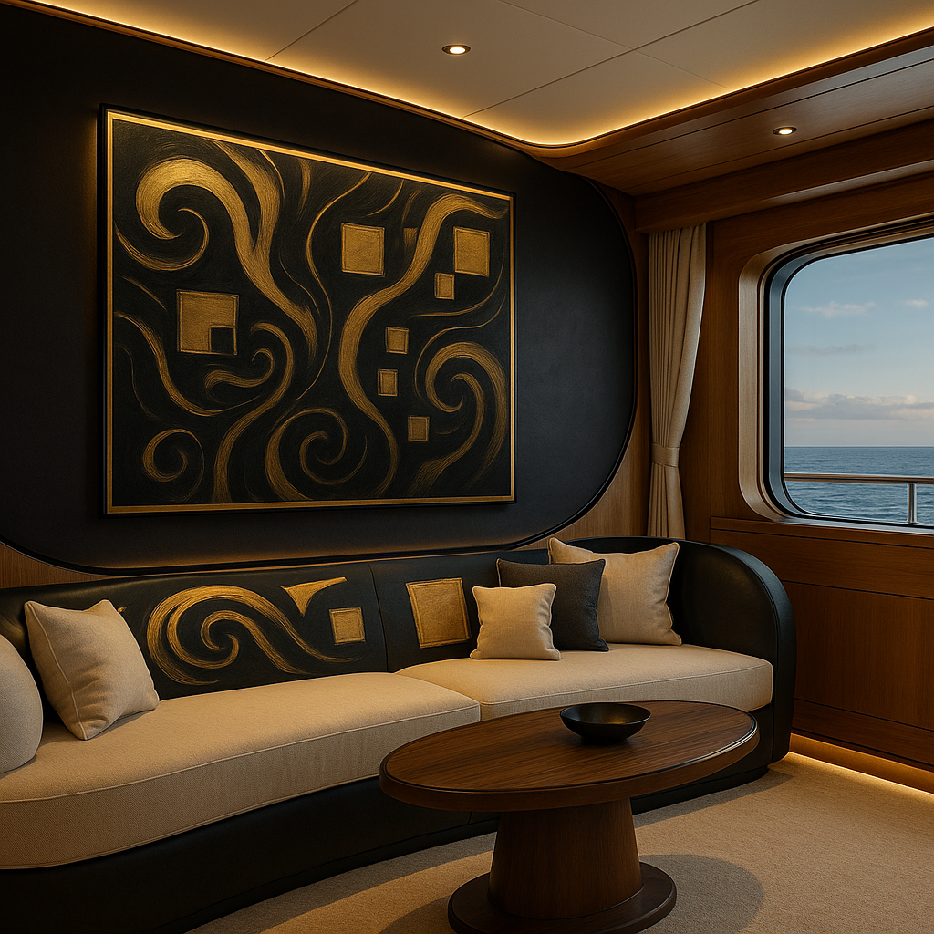 “Gilded Constellations” — Luxury Black & Gold Abstract Art