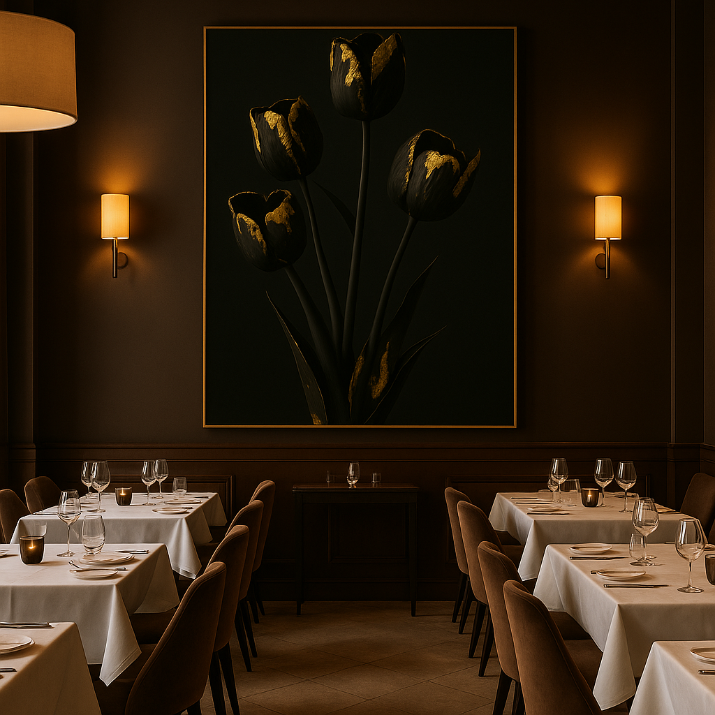 Gilded Stillness — Limited Edition Noir Botanical Masterwork