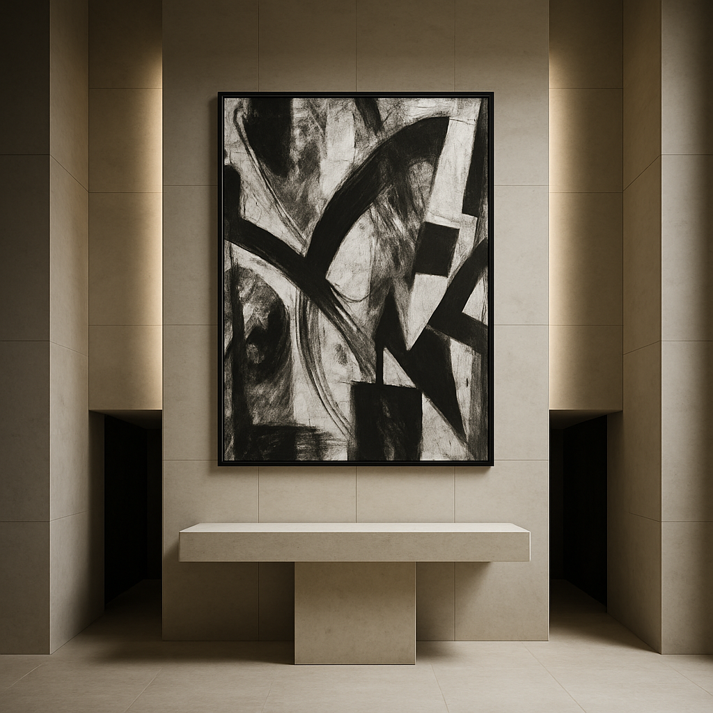 Obsidian Pulse — Monochrome Power Abstract