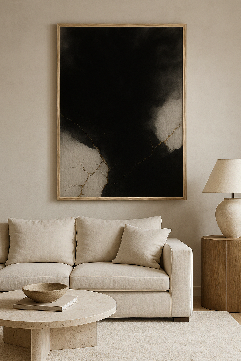 Golden Fracture — Luxury Black, White & Gold Abstract Fine Art