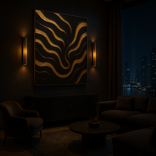 Golden Equilibrium — Black & Gold Luxury Abstract Art | Kasian Art Studio