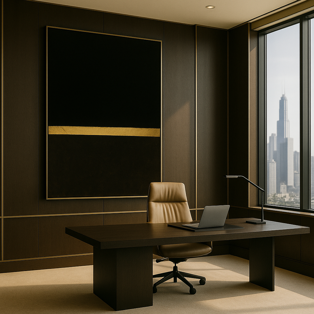 Golden Horizon — Luxury Black & Gold Minimalist Fine Art Print