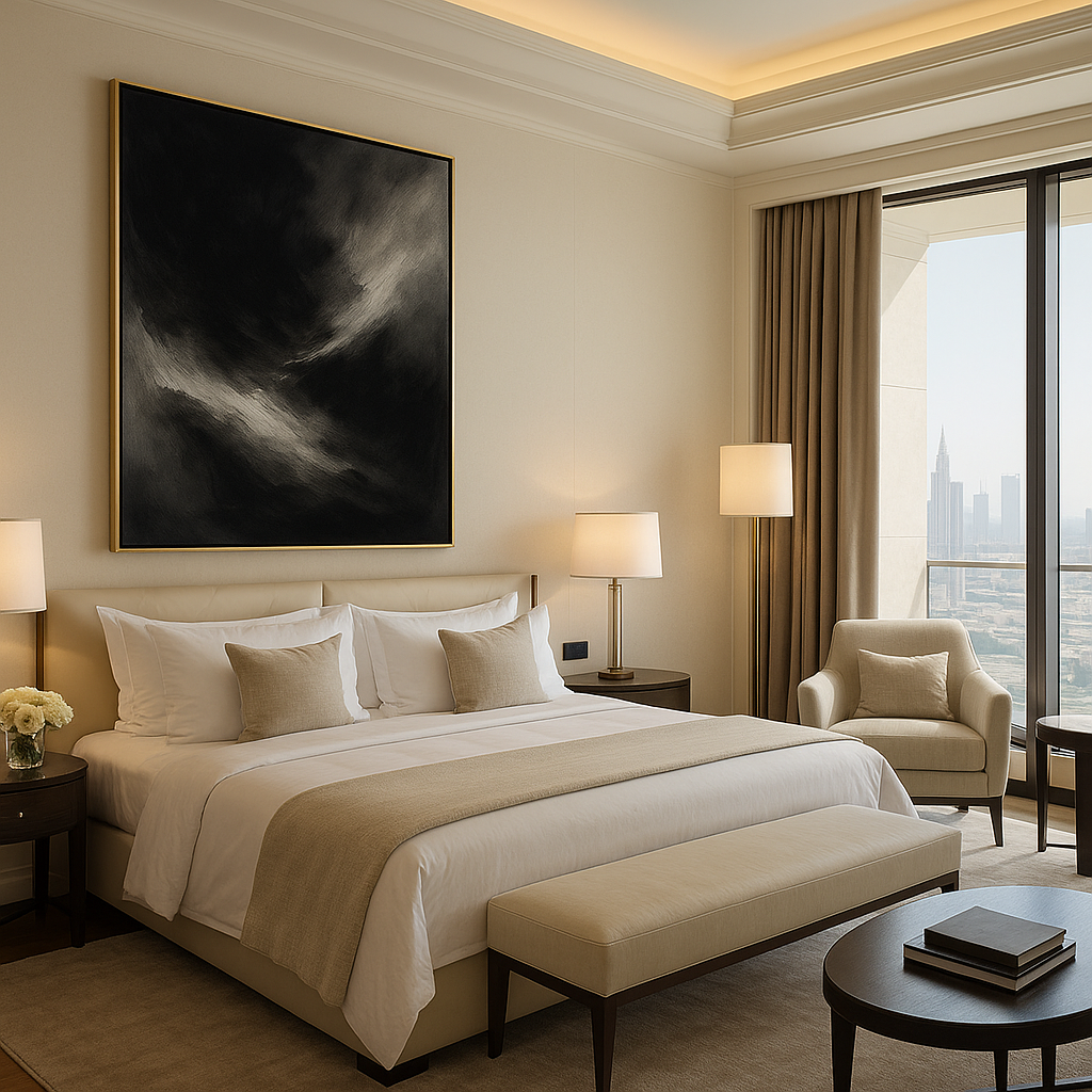 Golden Fracture — Luxury Black, White & Gold Abstract Fine Art