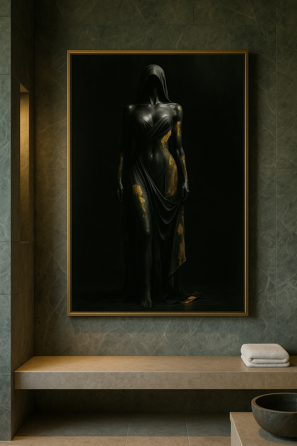 “Gilded Veil” — Limited Edition Black & Gold Fine Art
