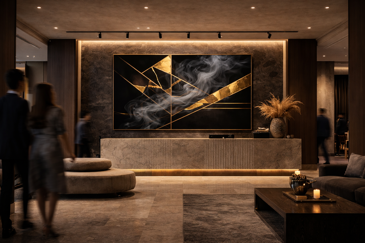 Obsidian Ascension — Limited Edition Gold & Smoke Abstract