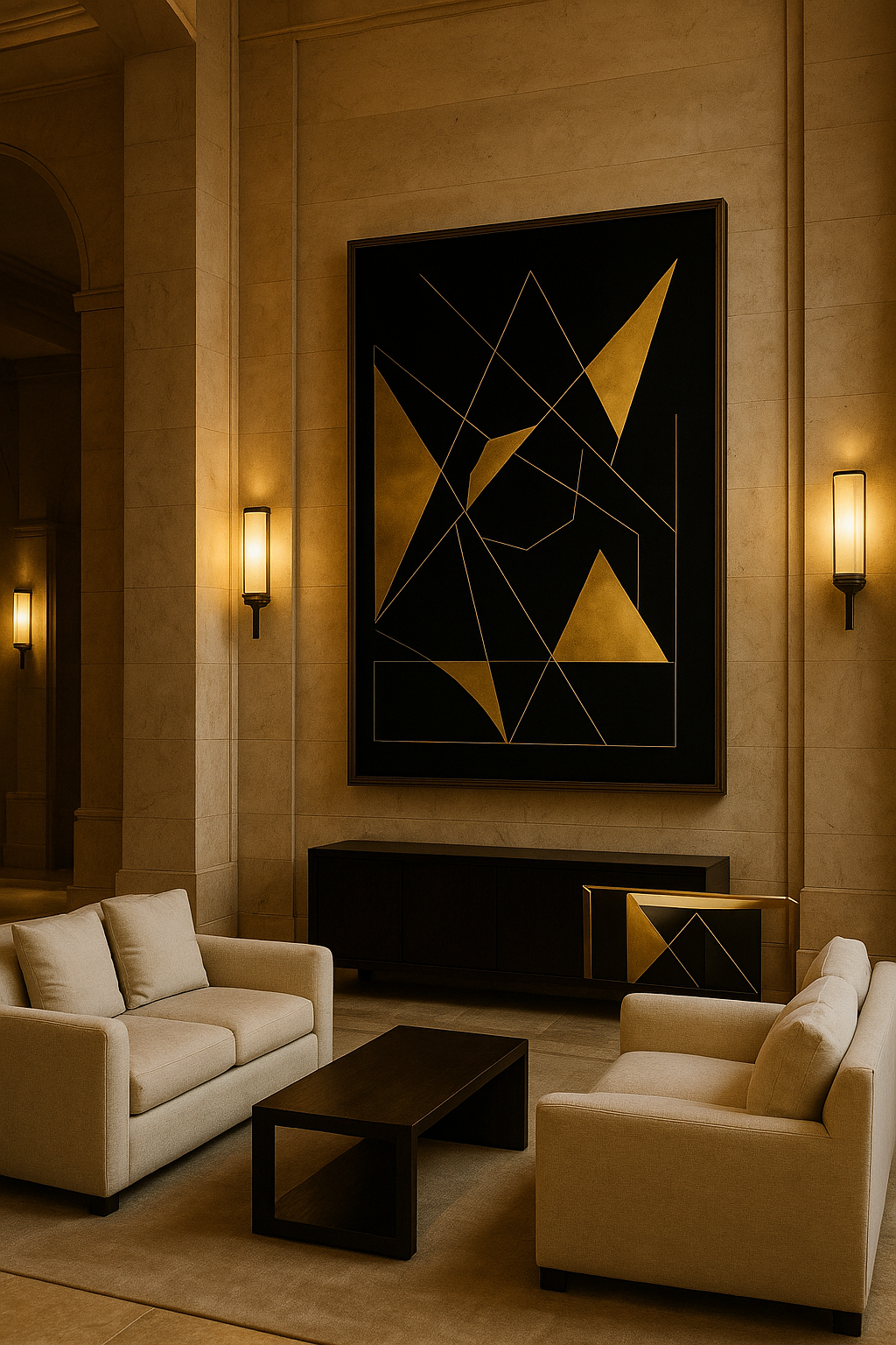 Eclipse of Structure — Gold on Black Geometric Luxury Abstract