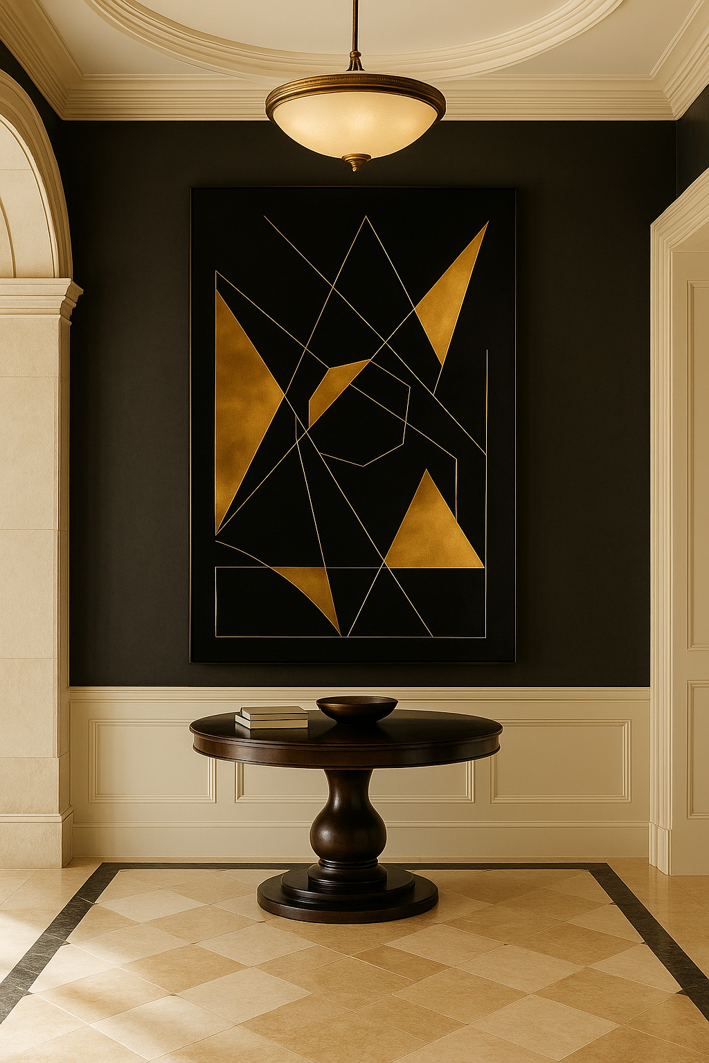 Eclipse of Structure — Gold on Black Geometric Luxury Abstract