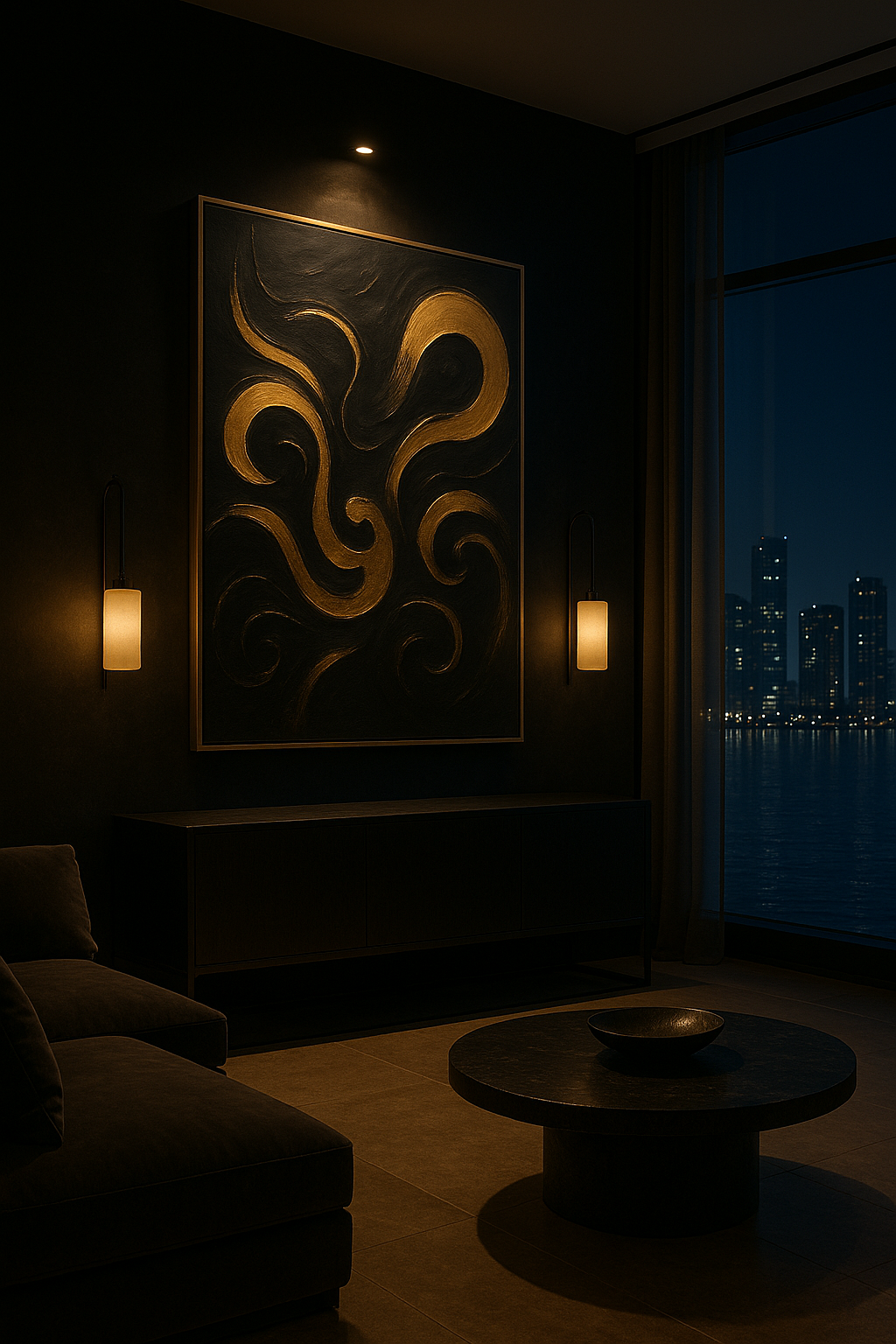 “Gilded Currents” — Limited Edition Black & Gold Abstract Art