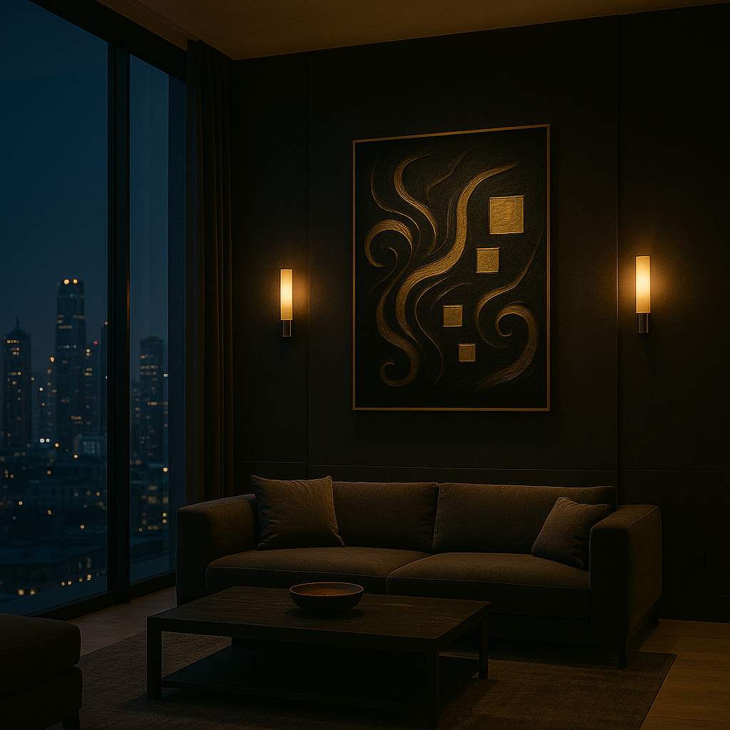 “Gilded Constellations” — Luxury Black & Gold Abstract Art