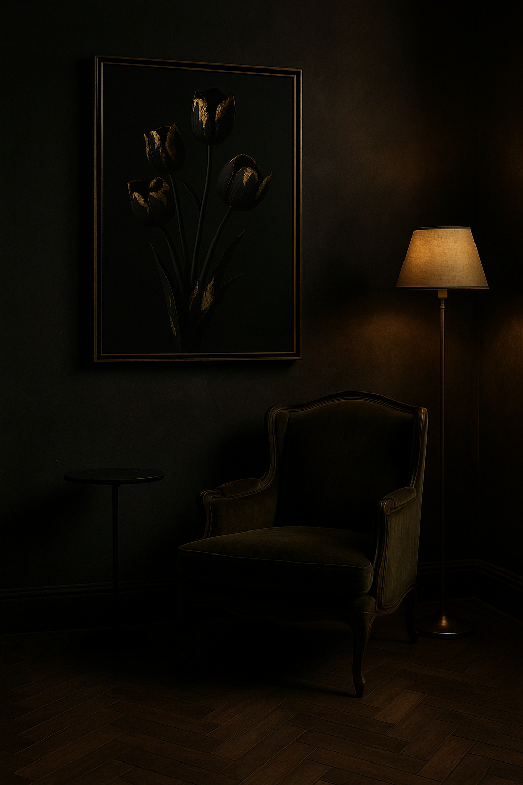 Gilded Stillness — Noir Botanical No. I