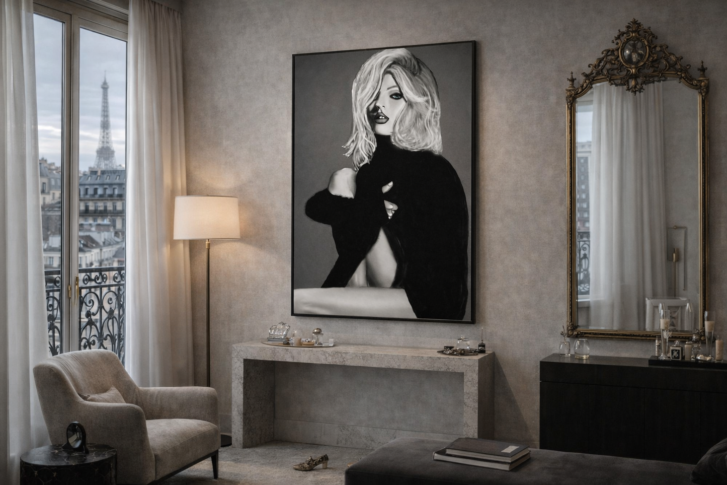 Blue Hour Muse — Limited Edition Monochrome Portrait