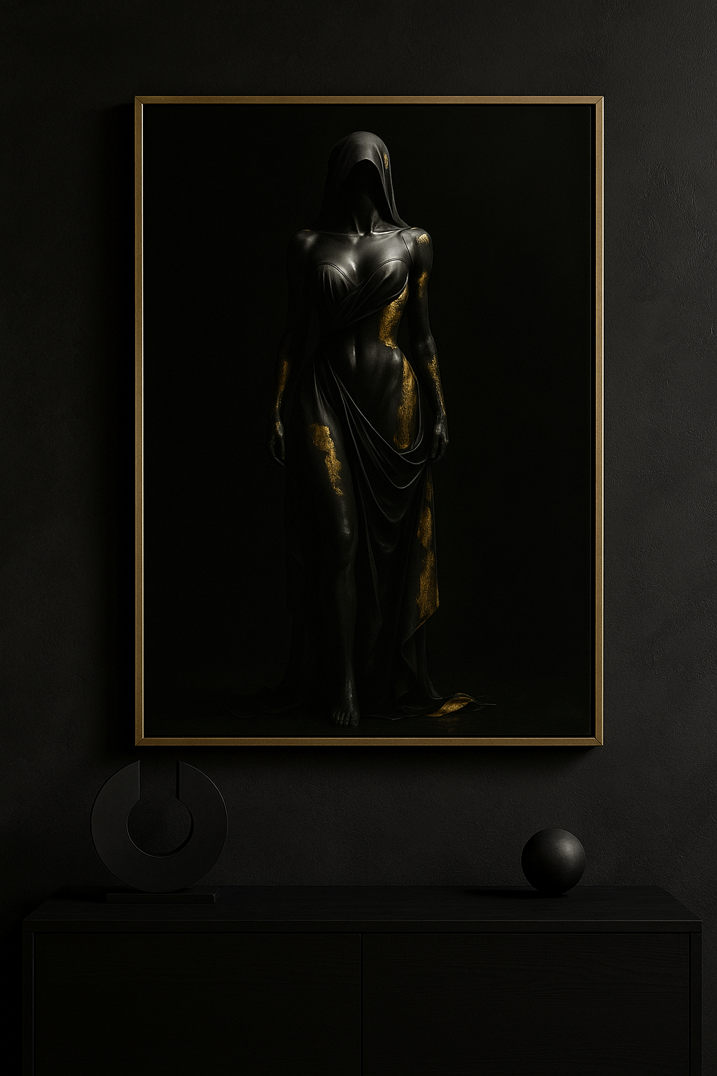 “Gilded Veil” — Limited Edition Black & Gold Fine Art