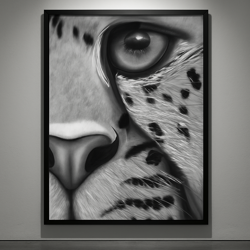 Predatory Silence — Black & White Leopard Gaze