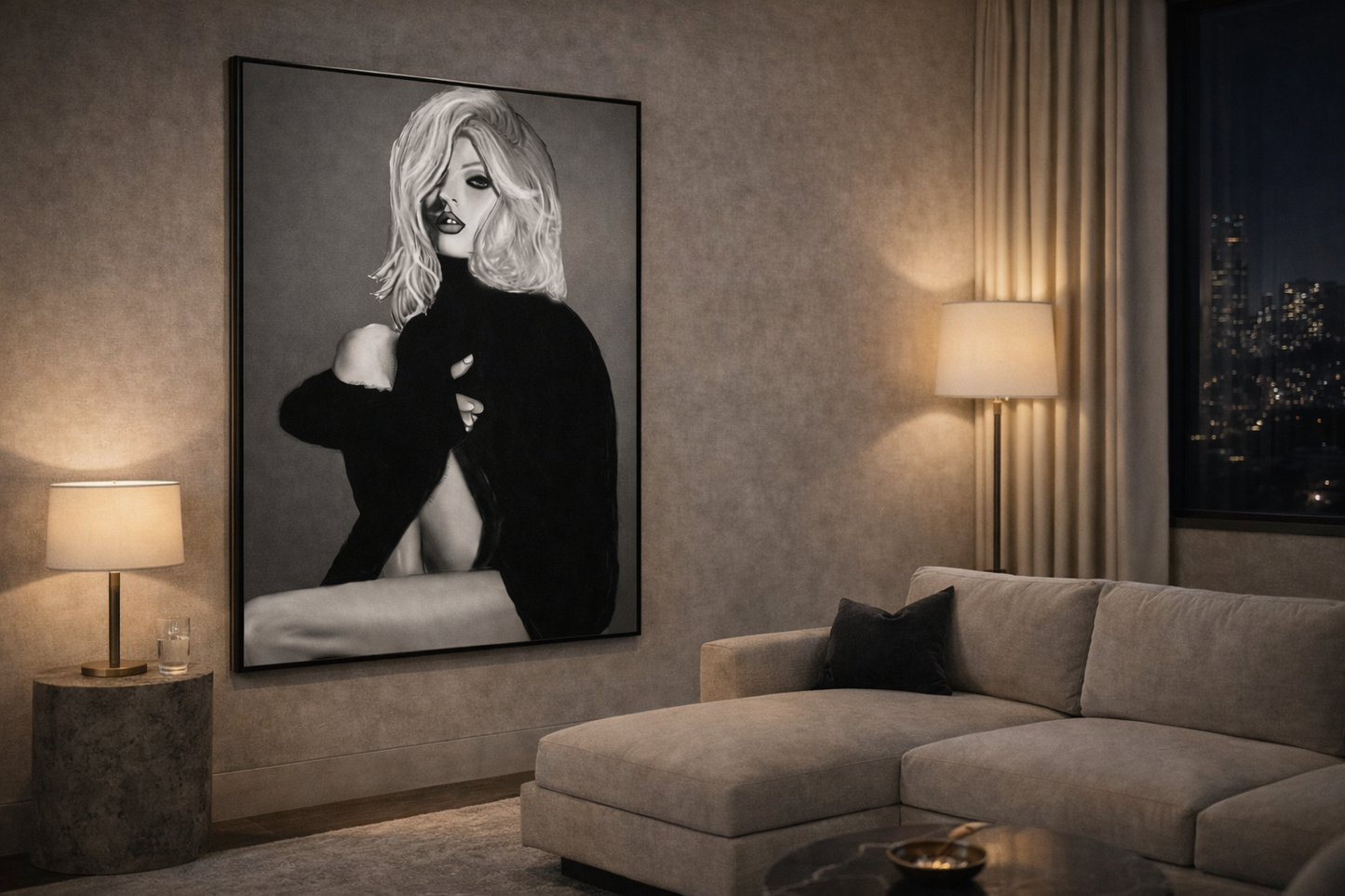 Blue Hour Muse — Limited Edition Monochrome Portrait