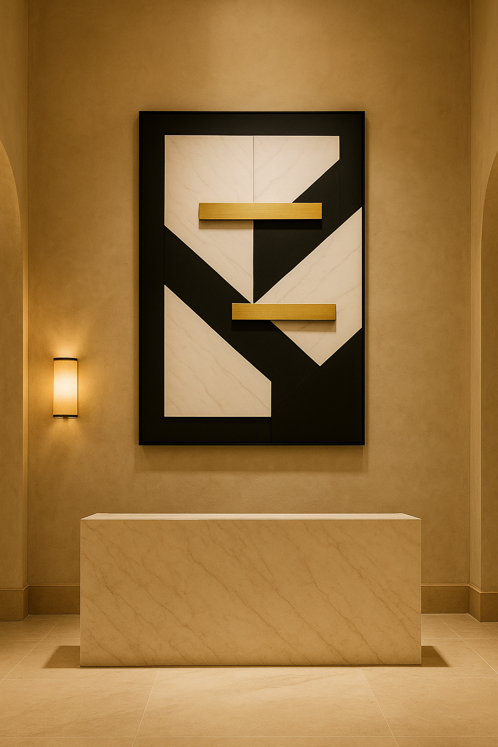 Modern Geometric Luxury Art | Black, White & Gold Minimalist Masterpiece