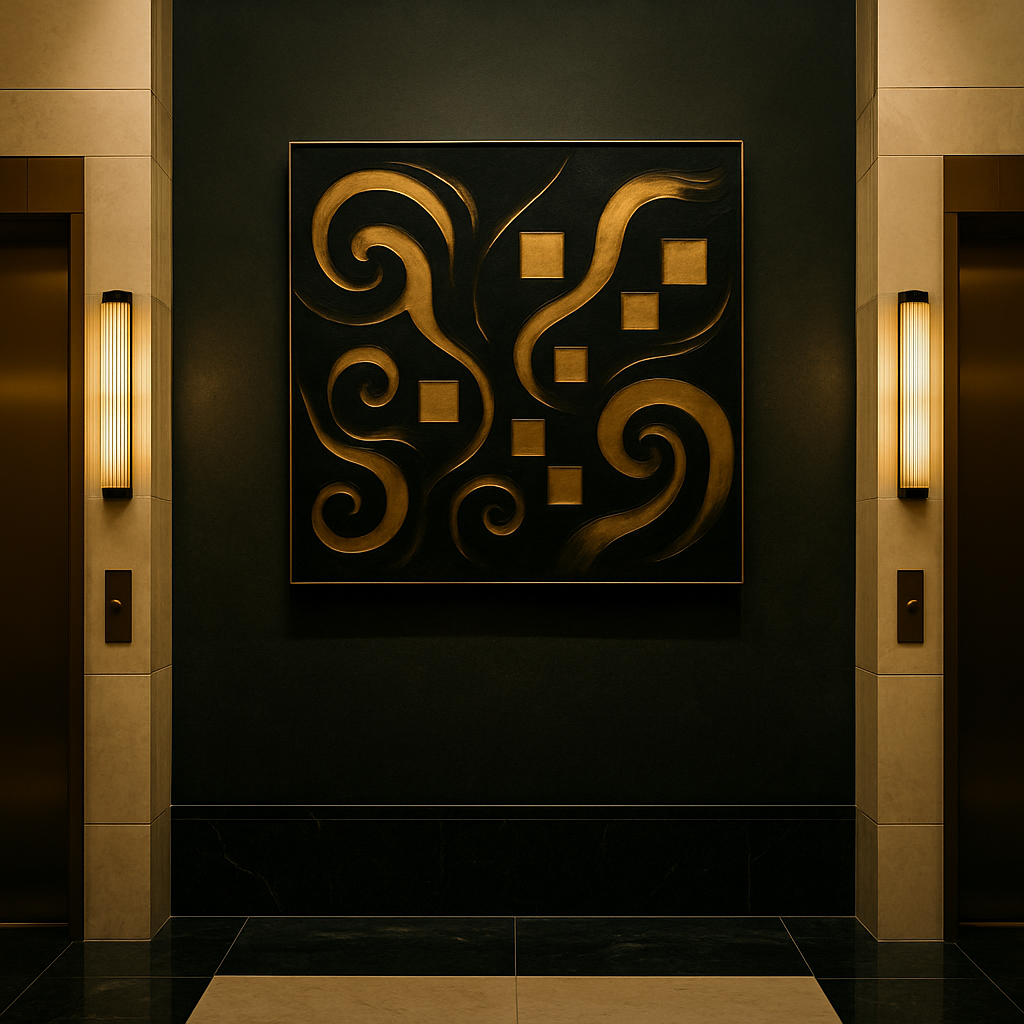 “Gilded Constellations” — Luxury Black & Gold Abstract Art