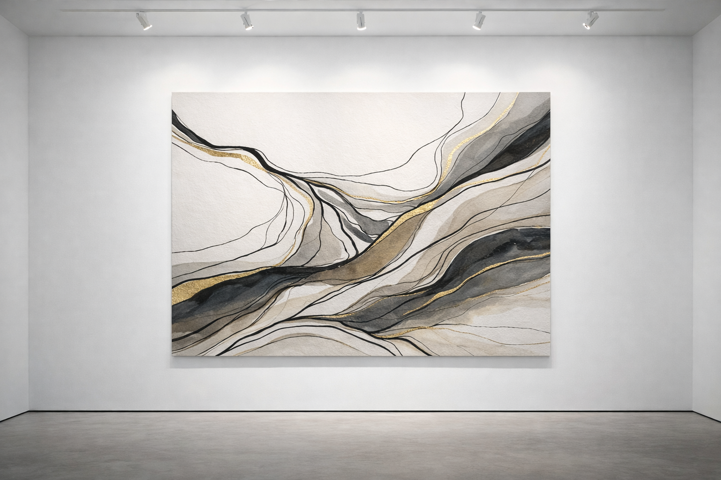 Whispered Meridian — Limited Edition Neutral & Gold Abstract