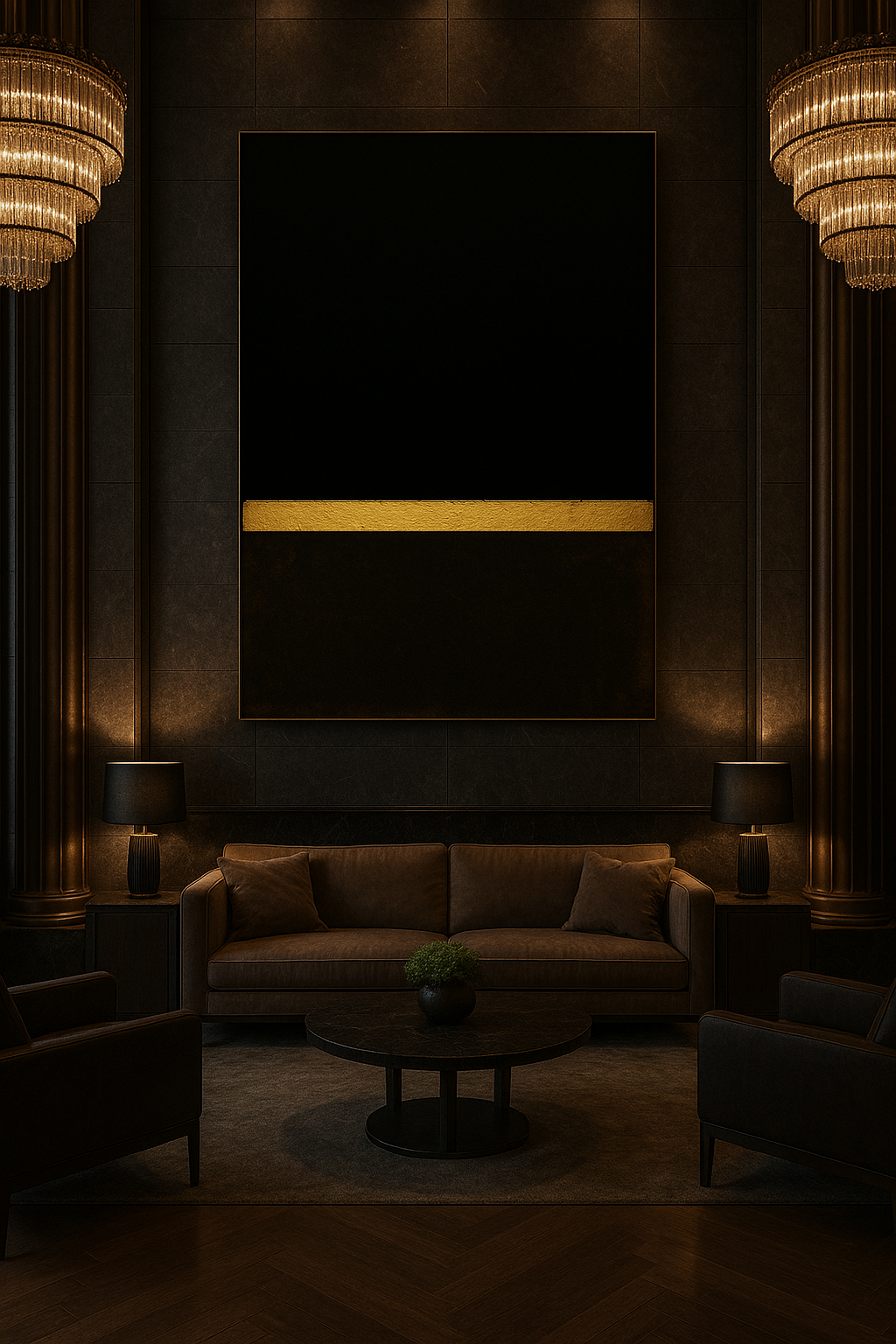 Golden Horizon — Luxury Black & Gold Minimalist Fine Art Print